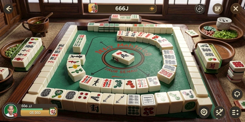 Screenshot yang menampilkan permainan Mahjong yang seru di 666J.
