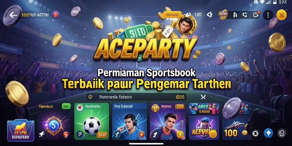 Tampilan gameplay ACEPARTY dengan taruhan olahraga secara real-time.