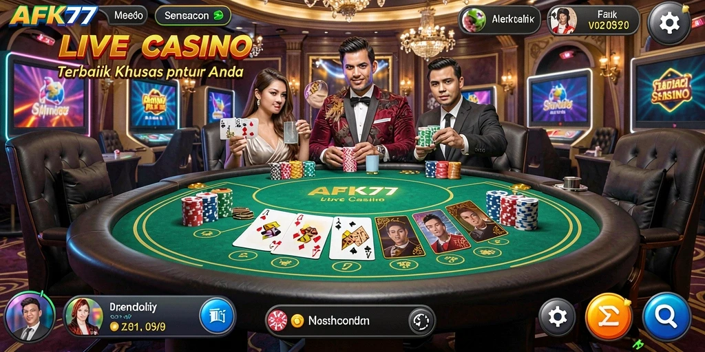 Tampilan gameplay seru dan interaksi dealer langsung di AFK77.
