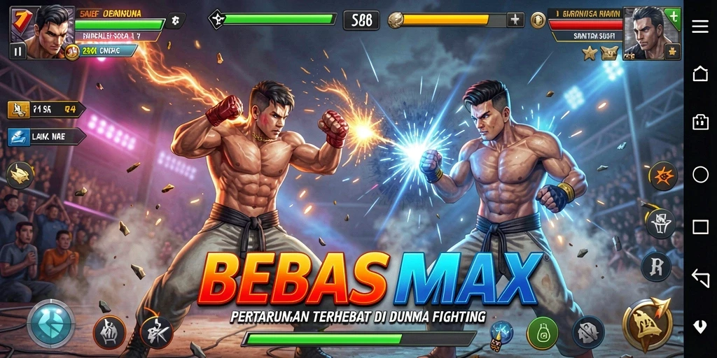 Tampilan seru pertarungan di BEBASMAX dengan aksi adu jotos yang mendebarkan.