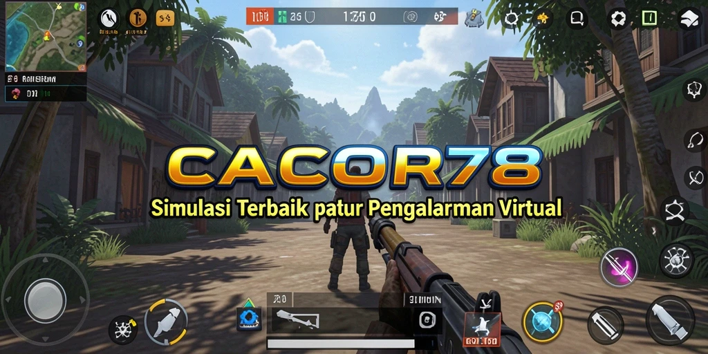 Screenshot utama CACOR78 menampilkan karakter dalam lingkungan simulasi yang realistis.