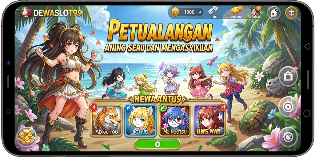 Tampilan seru gameplay DEWASLOT99 dengan karakter Anime yang dinamis.