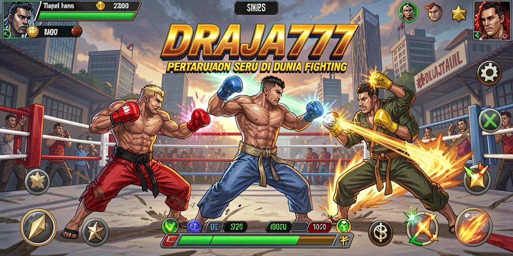 Tampilan aksi gameplay seru dalam DRAJA777 saat bertarung.