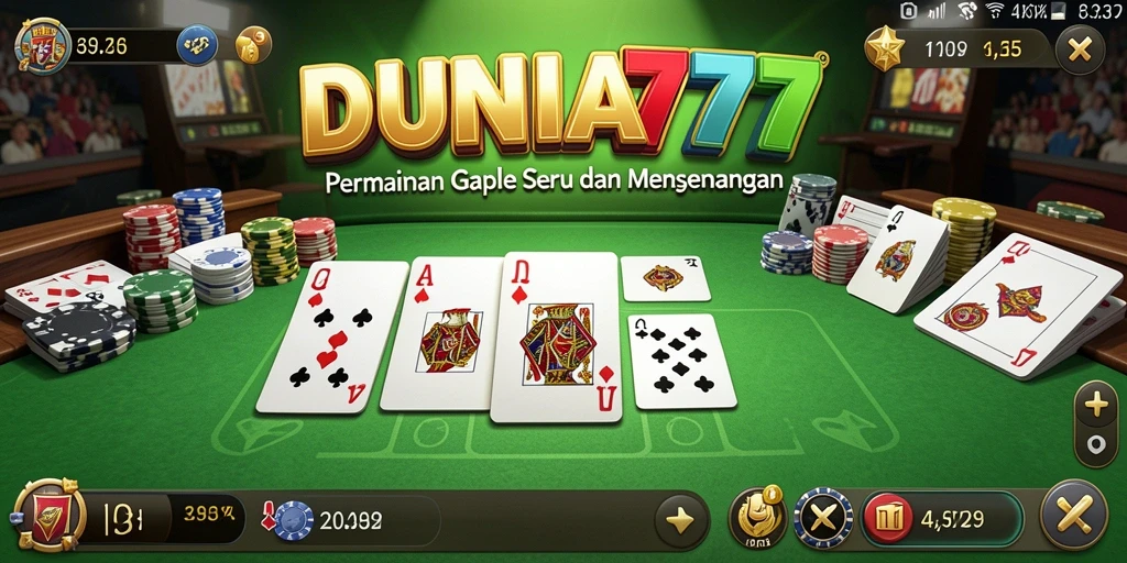 Tampilan gameplay seru dalam DUNIA777 saat bermain Gaple.