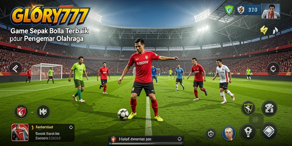 Tampilan gameplay menarik dari GLORY777 dengan aksi sepak bola mendebarkan.