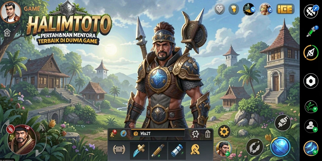 Tampilan seru dari gameplay HALIMTOTO yang menampilkan menara dan musuh.