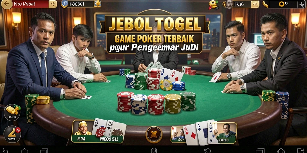 Screenshot menampilkan gameplay poker yang menegangkan di JEBOLTOGEL.