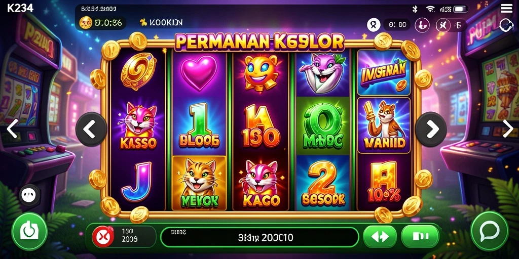 Screenshot gameplay K234 menunjukkan pengalaman Slot yang seru dan penuh warna.