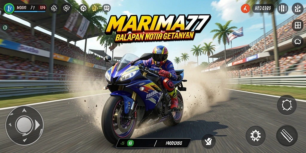 Tampilan gameplay balapan motor yang seru dan mendebarkan.