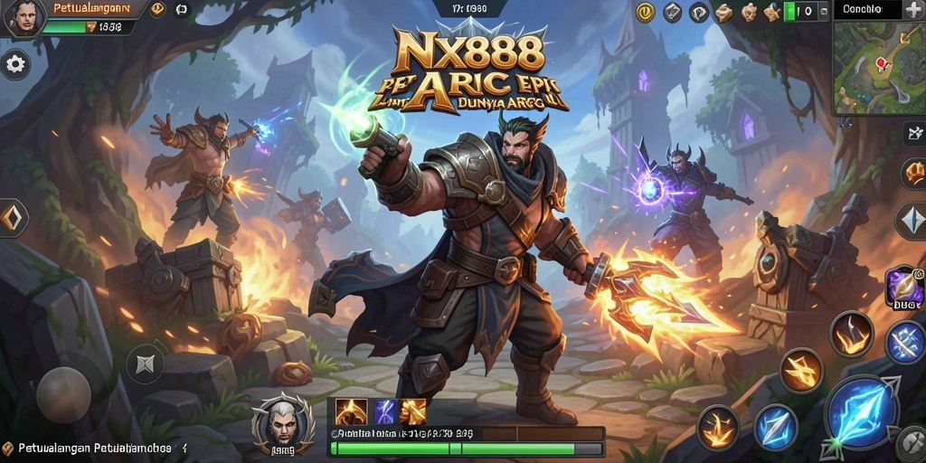 Gameplay seru NX888 dengan pertarungan melawan monster raksasa.
