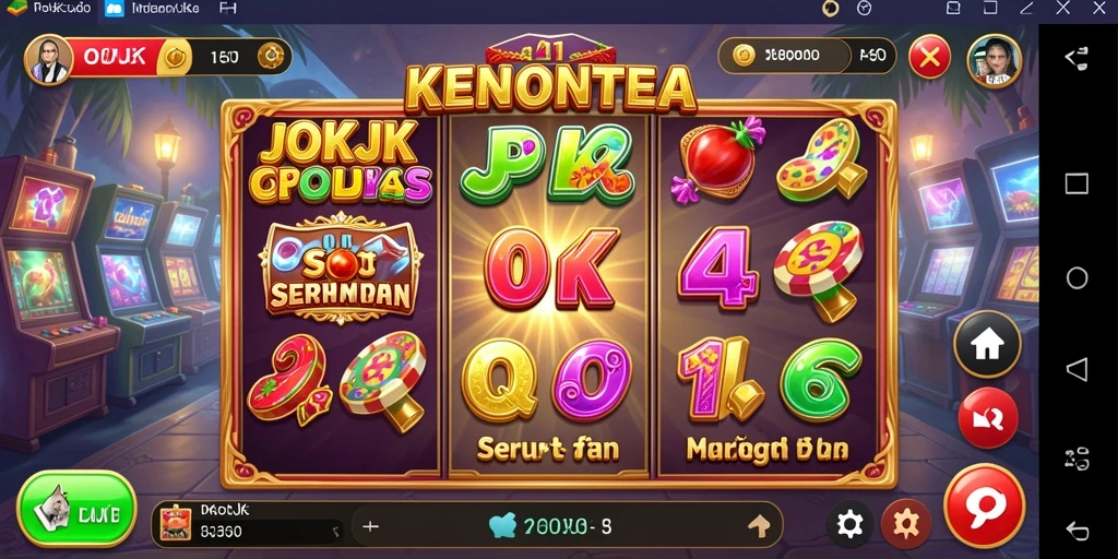Screenshot menunjukkan gameplay memukau di OKJK dengan berbagai tema slot.