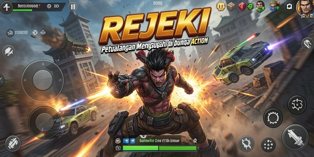 Screenshot menunjukkan aksi seru dalam permainan REJEKI.