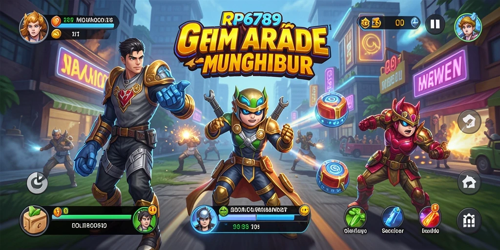 Tangkapan layar utama yang menunjukkan aksi gameplay Arcade RP6789.
