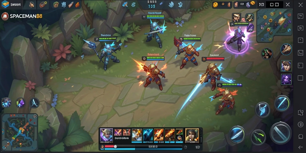 Tampilan gameplay menarik dari SPACEMAN88 di arena MOBA.